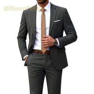 Slim Fit Suit Set with Tie, Recycled Material, Prom Wedding Business